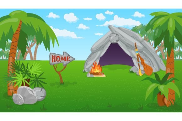 Ancient Stone House in Field with Campfire: A Visual Journey to Our Roots