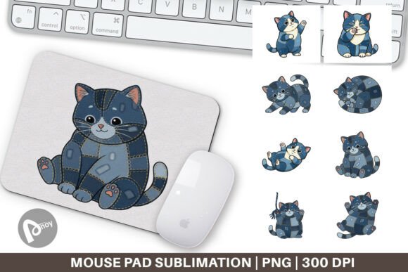 Denim Kitten Patchwork Mouse Pad: A Practical Desk Companion