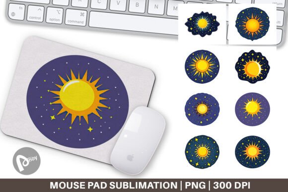 Elevate Your Workspace With the Mouse Pad Sun and Stars: A Sublimation Masterpiece for Productivity and Style