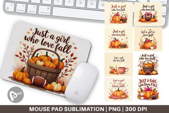 Fall Girl Mouse Pad PNG: Bring Autumn Charm to Your Desk