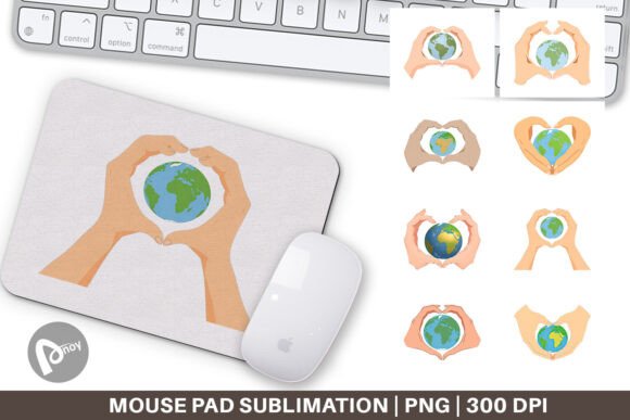 Mouse Pad Globe in a Heart Hands: Where Symbolism Meets Sublimation Precision for the Modern Workspace