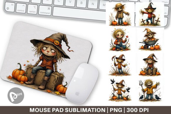 Mouse Pad Grumpy Scarecrow: A Sublimation Design That Brings Character to Your Desk