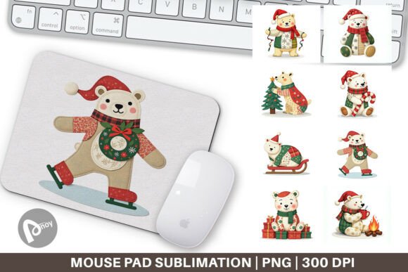 Mouse Pad Patchwork Polar Bear: Art Meets Desk Function