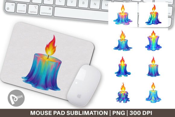 Mouse Pad Rainbow Fire Candle: Style Meets Function
