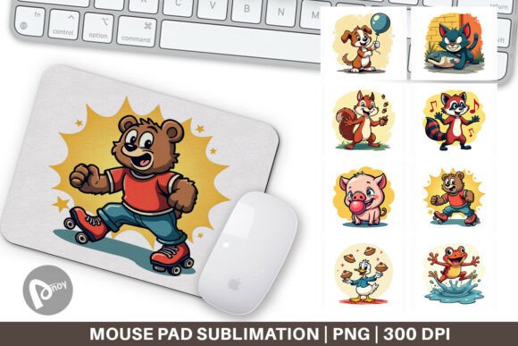 Mouse Pad Retro Animal Rascals: Sublimation Art Meets Everyday Productivity