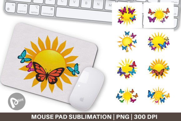 Mouse Pad Sun with Butterfly: Merging Aesthetic Design with Functional Desk Efficiency