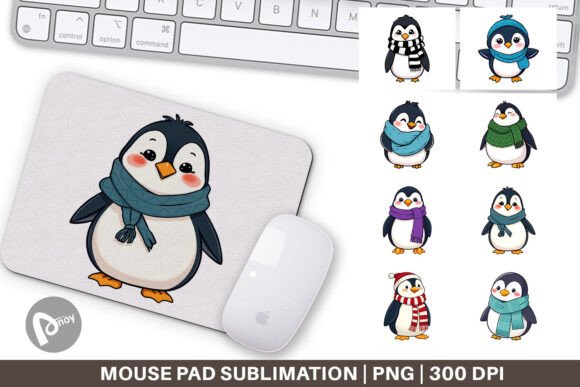 Penguin with Scarf Mouse Pad for Your Workspace