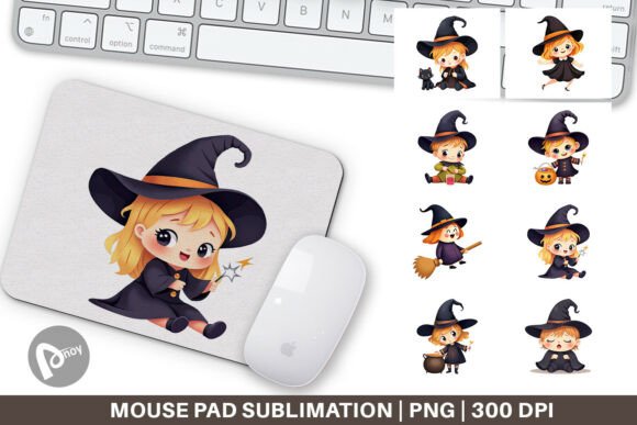Transform Your Workspace with a Sublimation Mouse Pad: The Baby Witch Halloween Design