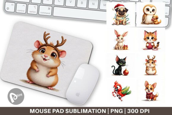 Vintage Christmas Pet Mouse Pad: A Practical Digital Design Set for Sublimation