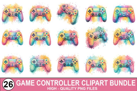 Watercolor Game Controller Clipart for Every Creator