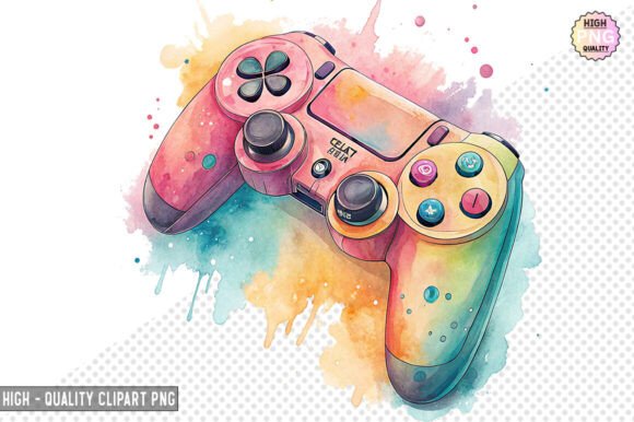 Watercolor Game Controller Clipart: The Perfect Artistic Touch for Gaming Projects