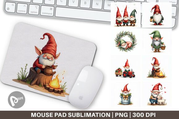 Watercolor Gnome Christmas Mouse Pad – Creative Desk Upgrade
